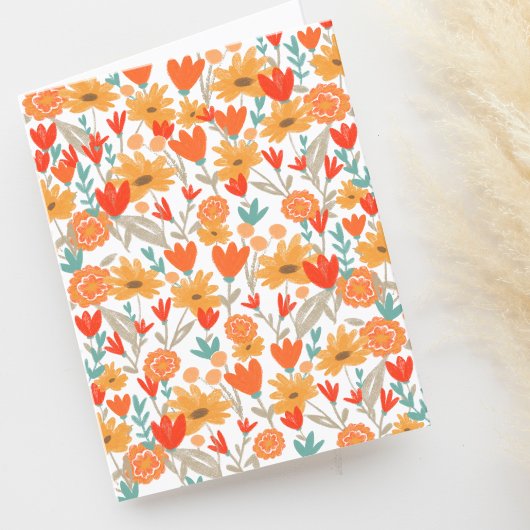 かわいい野生の花のイラストが入った白紙のカード サンキューカード