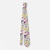 かわいい野生の花の模様の花柄 ネクタイ (裏面)
