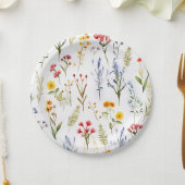 かわいい野生の花の水彩植物学 ペーパープレート