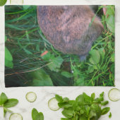 かわいい野生の茶色いウサギの野生動物  キッチンタオル (折り畳み)