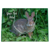 かわいい野生の茶色いウサギパーソナライズされた動物 ラージペーパーバッグ (正面)
