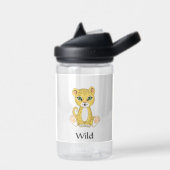 かわいい野生の赤ちゃんヒョウ 白背景 ウォーターボトル (左面)