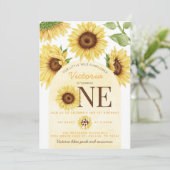 かわいい野生ひまわりターニングONE 1歳の誕生日パーティー 招待状 (スタンド正面)