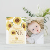 かわいい野生ひまわりターニングONE 1歳の誕生日パーティー 招待状 (スタンド正面)
