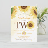 かわいい野生ひまわりターニングTWO 2歳の誕生日パーティー 招待状 (スタンド正面)