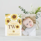 かわいい野生ひまわりターニングTWO 2歳の誕生日パーティー 招待状 (スタンド正面)