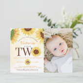 かわいい野生ひまわりターニングTWO 2歳の誕生日パーティー 招待状 (スタンド正面)