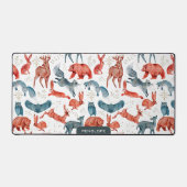 かわいい野生動物のシームレスなパターン デスクマット (正面)