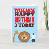 かわいい野生動物の子どもたちが何歳でも誕生日 カード (正面)