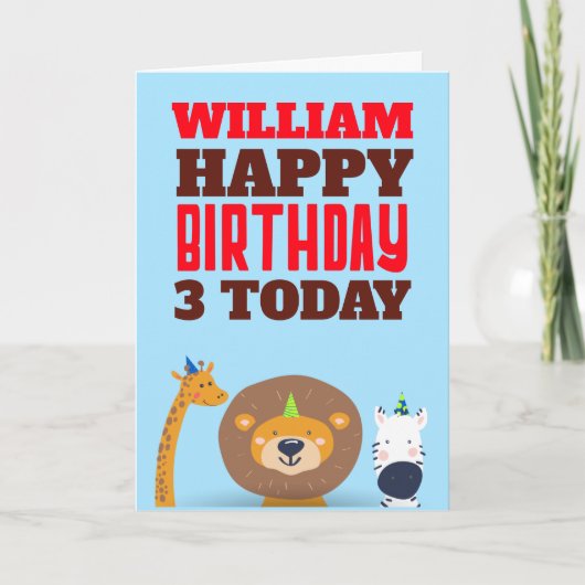 かわいい野生動物の子どもたちが何歳でも誕生日 カード (正面)