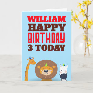 かわいい野生動物の子どもたちが何歳でも誕生日 カード