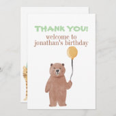かわいい野生動物の誕生日 サンキューカード (正面/裏面)