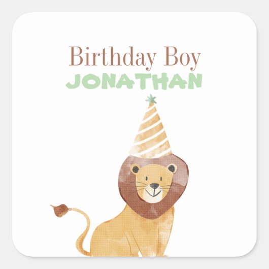 かわいい野生動物の誕生日 スクエアシール (正面)