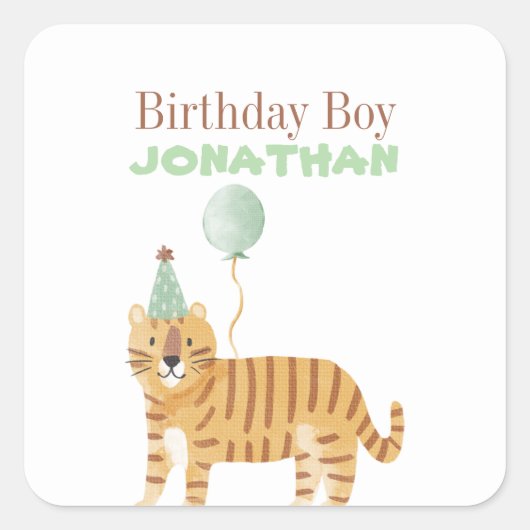 かわいい野生動物の誕生日 スクエアシール (正面)
