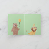 かわいい野生動物の誕生日 招待状 (内部)