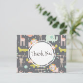 かわいい野生動物イラストレーションありがとう ポストカード (スタンド正面)