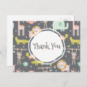 かわいい野生動物イラストレーションありがとう ポストカード (正面/裏面)