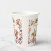 かわいい野生動物キリン虎の花誕生日 紙コップ (左)