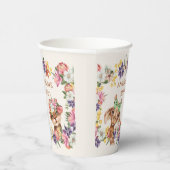 かわいい野生動物キリン虎の花誕生日 紙コップ (右)