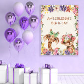 かわいい野生動物キリン虎ガールズ誕生日 ポスター