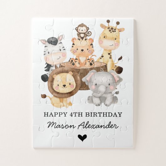 かわいい野生動物ジャングルサファリ誕生日ギフト ジグソーパズル (縦)