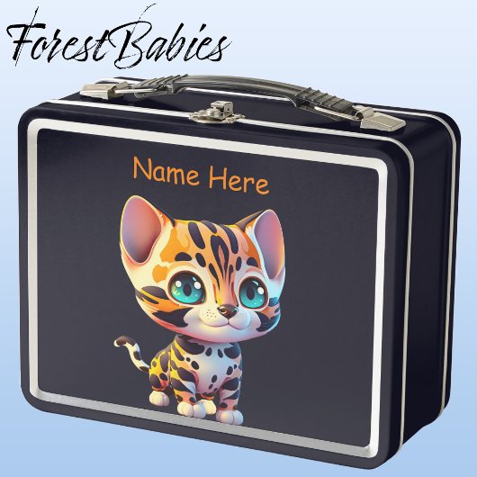 かわいい野生動物タイガージャングルサファリマンガートグラフィック メタルランチボックス