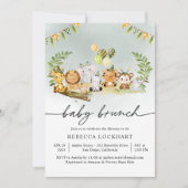 かわいい野生動物パーティー少年ベビーブランチ招待状 招待状 (正面)