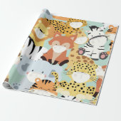 かわいい野生動物仮面をかぶったラッピング紙 ラッピングペーパー (アンロールド)