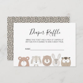 かわいい野生動物赤ちゃんシャワーおむつラッフルチケット 招待状