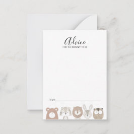 かわいい野生動物赤ちゃんシャワーアドバイスカードママ アドバイスカード