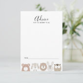 かわいい野生動物赤ちゃんシャワーアドバイスカードママ 招待状 (スタンド正面)