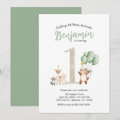 かわいい野生動物 森の仲間たち パーティー大好き！ 招待状 (正面/裏面)