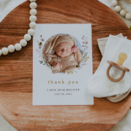 かわいい野花とハチ写真ベビーシャワー サンキューカード