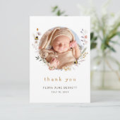 かわいい野花とハチ写真ベビーシャワー サンキューカード (スタンド正面)