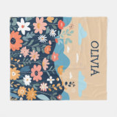 かわいい野草植物園パーソナライズされた フリースブランケット (正面(横))