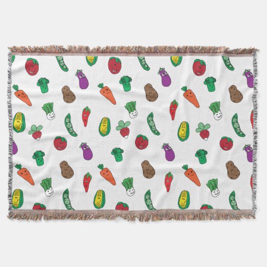 かわいい野菜のフードパターン スローブランケット (正面)