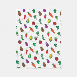 かわいい野菜のフードパターン フリースブランケット