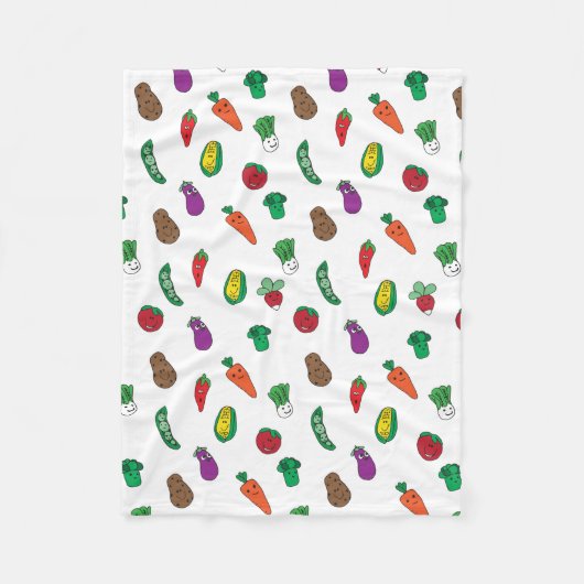 かわいい野菜のフードパターン フリースブランケット (正面)