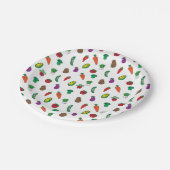 かわいい野菜のフードパターン ペーパープレート (アングル)