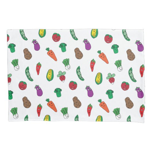 かわいい野菜のフードパターン 枕カバー (正面)