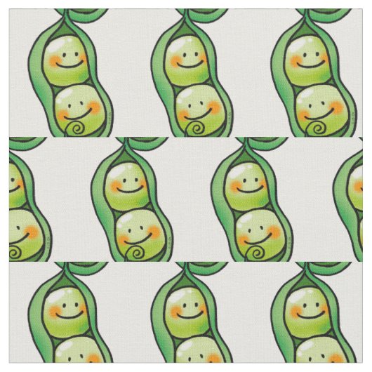 かわいい野菜ポッドの2個のエンドウ豆 ファブリック (クローズアップ)
