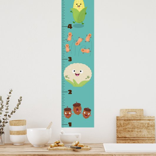 かわいい野菜マンガイラストレーション成長図 ポスター (キッチン)