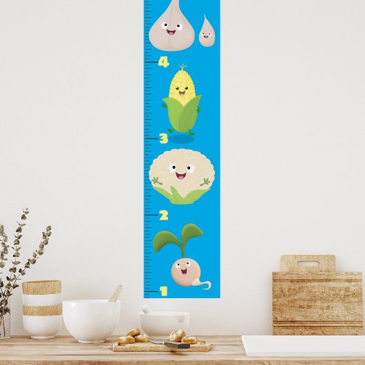 かわいい野菜マンガイラストレーション成長図 ポスター (キッチン)