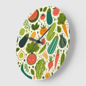 かわいい野菜 ラージ壁時計 (傾斜)