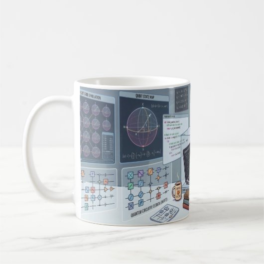 かわいい量子実験室の猫マグカップ コーヒーマグカップ (左)