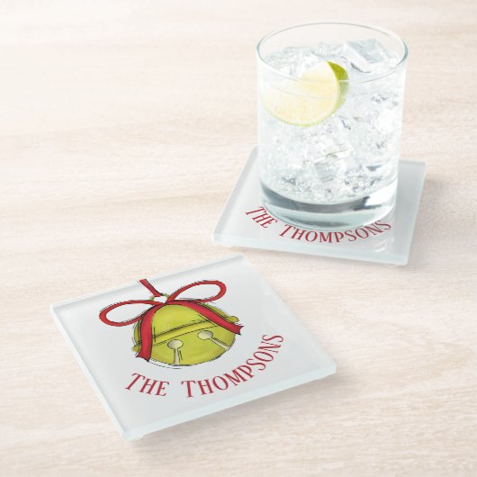 かわいい金ゴールドお洒落ホリデークリスマスカスタム ガラスコースター (アングル)