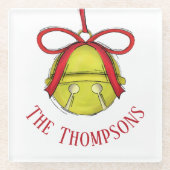 かわいい金ゴールドお洒落ホリデークリスマスカスタム ガラスコースター (正面)