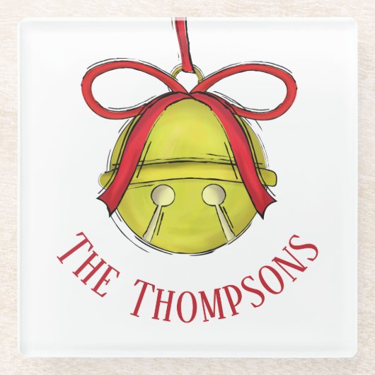 かわいい金ゴールドお洒落ホリデークリスマスカスタム ガラスコースター (正面)