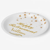 かわいい金ゴールドとホワイトスクリプトハッピーリタイア ペーパープレート (アングル)