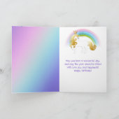 かわいい金ゴールドとホワイトユニコーンスイーツ誕生日 カード (内部)